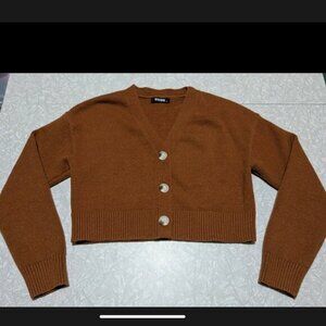 BTFBM Women's S Brown Button‎ Crop Cardigan